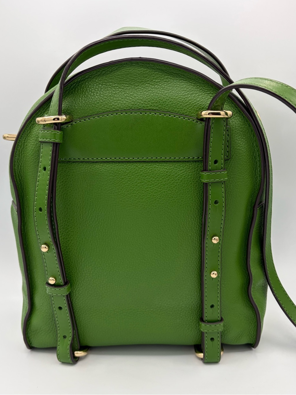 Michael Kors Backpack Green Leather Medium Jessa with Gold Hardware Classic Fall - Picture 3 of 14